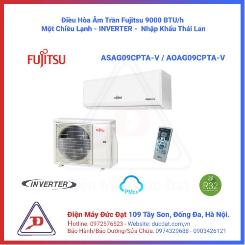 Điều Hòa Fujitsu 1 chiều Inverter 9000BTU Gas R32 ASAG09CPTA-V / AOAG09CPTA-V Điều Hòa Fujitsu 1 chiều Inverter 9000BTU Gas R32 ASAG09CPTA-V / AOAG09CPTA-V
